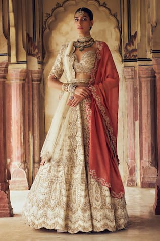 Nitika Gujral Scallop 3D Sequin Embellished Bridal Lehenga Set 