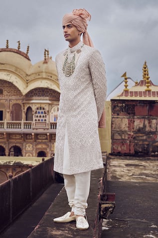 Nitika Gujral Gold Zari Embroidered Sherwani Set 