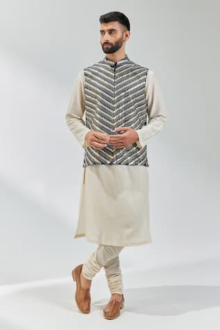 PRIYAL PRAKASH Zari Embroidered Waistcoat & Kurta Set 