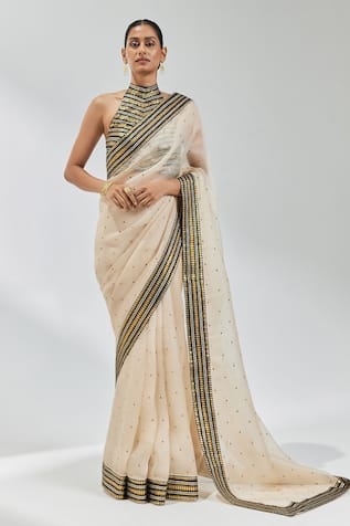 PRIYAL PRAKASH Sequin Embroidered Saree With Blouse 