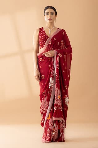 Thee Modern Roots Floral Motif Print Designer Saree 