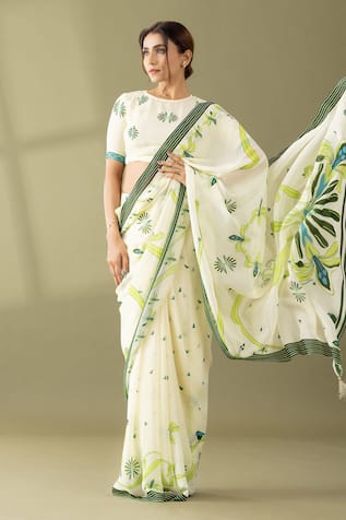 Thee Modern Roots Abstract Floral Print Saree 