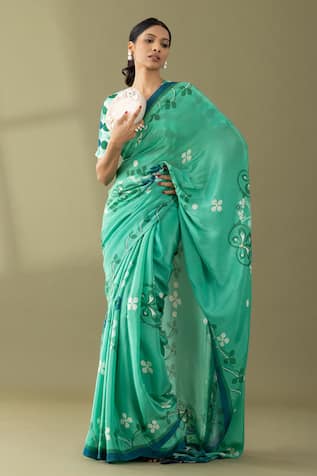 Thee Modern Roots Flower Vine Print Saree 