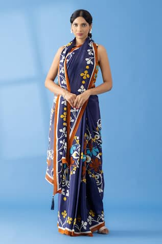 Thee Modern Roots Floral Border Print Saree 