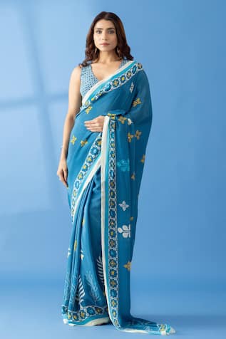 Thee Modern Roots Abstract Print Saree 