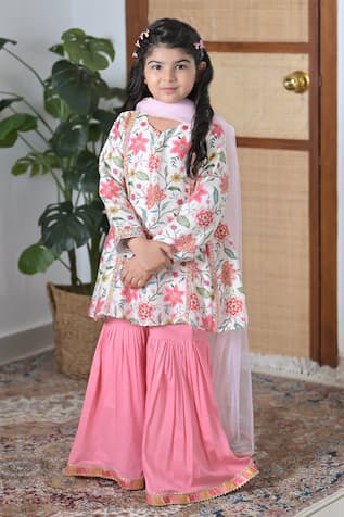 The Plum Bum Dori Embroidered Kurta With Sharara 