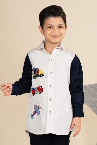 LITTLE BOYS CLOSET Transport Embroidered Shirt 