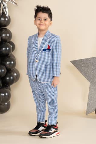 LITTLE BOYS CLOSET Checkered Print Blazer & Pant Set 