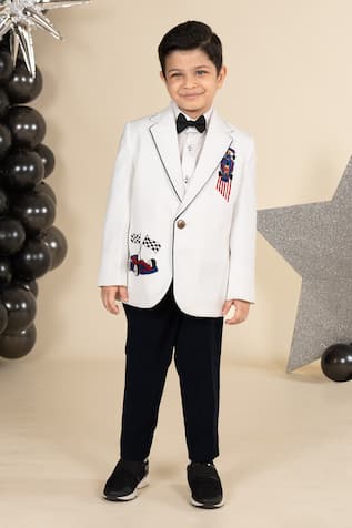 LITTLE BOYS CLOSET Car Placement Embroidered Blazer Set 