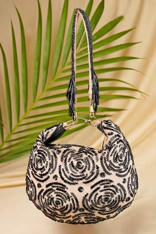 Midnight Bloom Embroidered Purse 