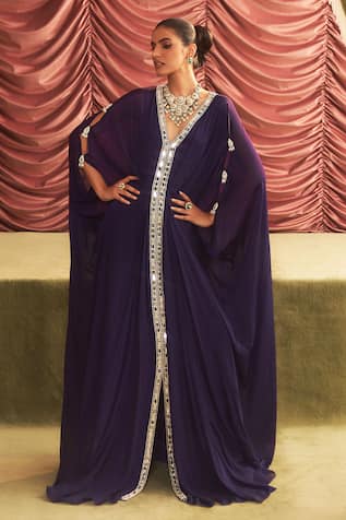 Seema Thukral Chammak Chalo Placket Embroidered Draped Kaftan 