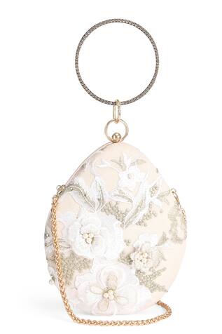 3D Floral Embroidered Clutch 