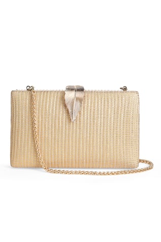 Linear Embroidered Clutch 