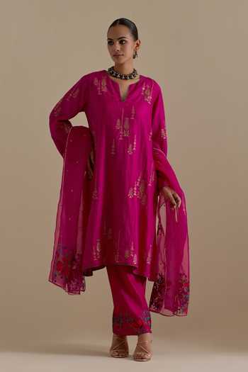 Kora Embroidered A-Line Kurta Set 