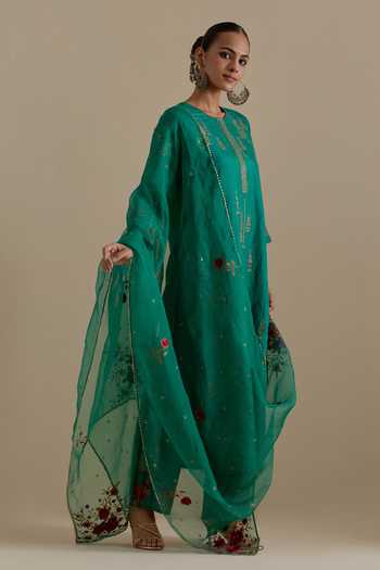 Kora Contrast Hem Straight Kurta Set 