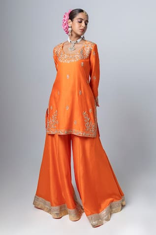 Pants and Pajamas Silk Chanderi Butti Pattern Sharara 