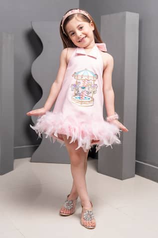 Pink Carousel Patchwork Dress 