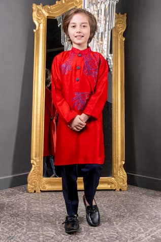 Hoity Moppet Spidey Embroidered Kurta With Pyjama 