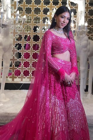 Isa By Dolly Wahal Bead Crystal Embellished Bridal Lehenga Set 