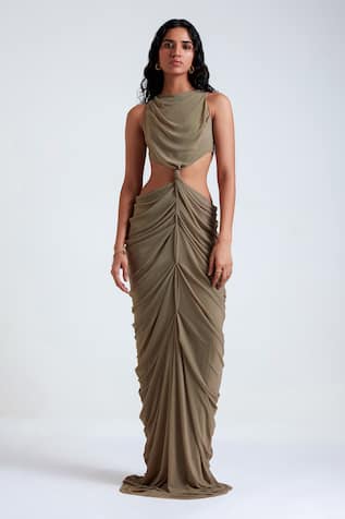 Deme by Gabriella Krysta Waist Cut-Out Gown 