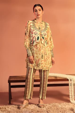 Soup By Sougat Paul Tamaya Floral Print Kurta Set With Jacket 