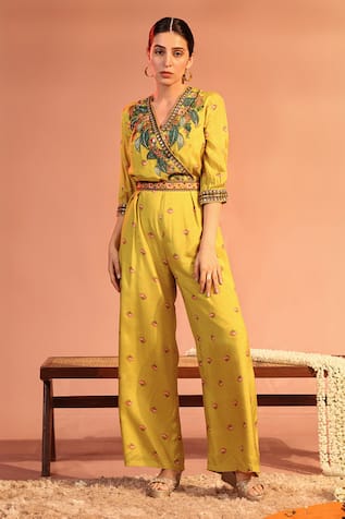 Soup by Sougat Paul Tamaya Embellished Overlap Jumpsuit With Belt 