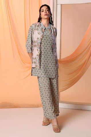 Soup by Sougat Paul Eraya Floral Print Jacket & Pant Set 