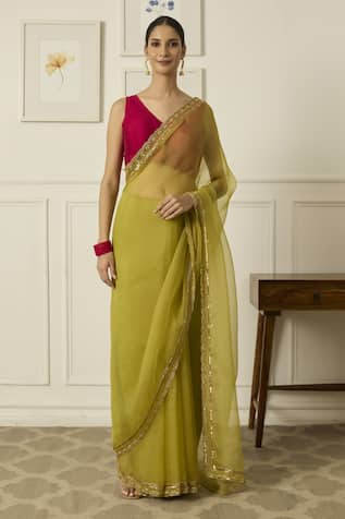 Peeli Dori Ruqsat Embroidered Saree With Blouse 