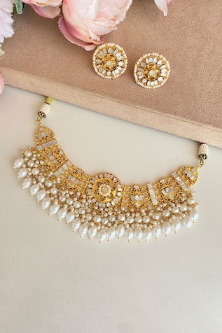 Padma Bloom Mother of Pearl Embellished Choker Set 