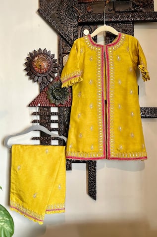 Open Embroidered Jacket Kurta & Pant Set 