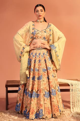 Soup by Sougat Paul Sadira Floral Embroidered Lehenga Set 