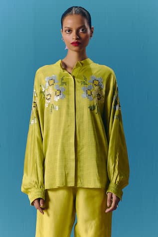 Pooja Rajgarhia Gupta Astral Kimono Embroidered Shirt 