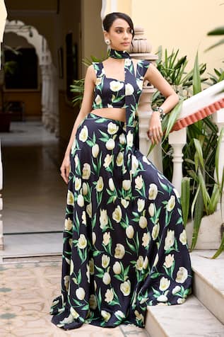 Baaro Masi Tina Floral Print Lehenga Set 