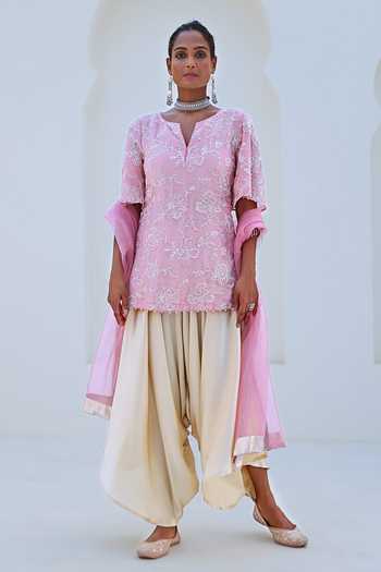 Myaara Floral Embroidered Short Kurta Pant Set 