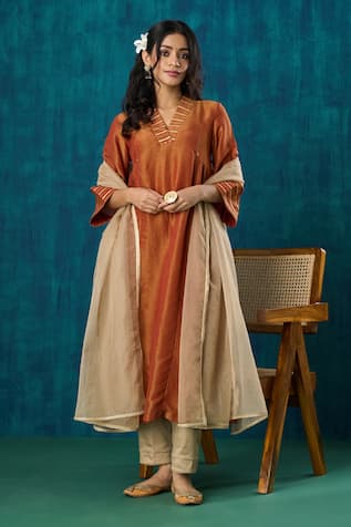 Mushio Navika Gota Embroidered A-Line Kurta & Pant Set 