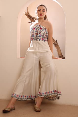 ISHRAM COUTURE Kama Floral Embroidered Jumpsuit 