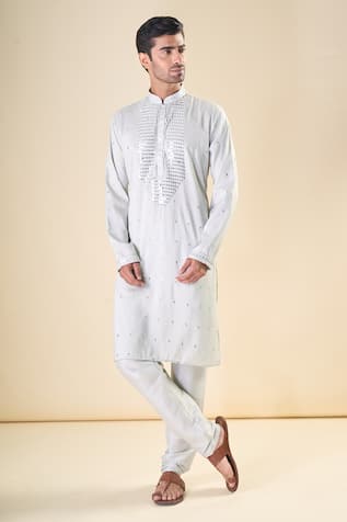Thread Embroidered Straight Kurta With Pyjama 