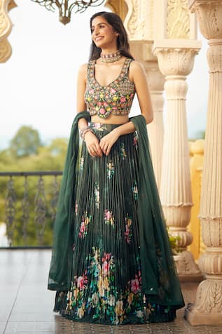 Alaya Advani Pleated Floral Print Lehenga Set 