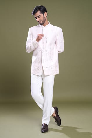 Mirror Vine Embroidered Bandhgala With Pant 