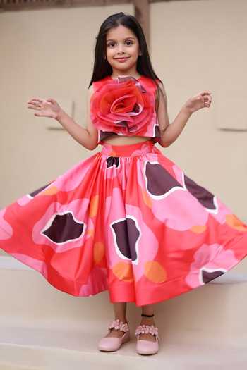 Janyas Closet Abstract Floral Print Top With Skirt 