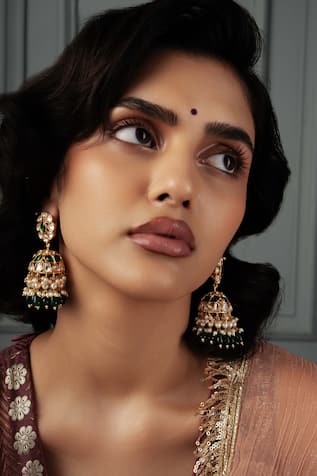 Meira Kundan Embellished Jhumkas 