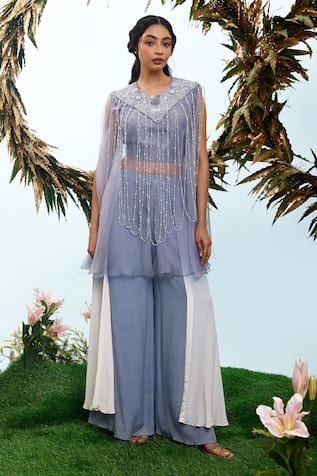 Eclat by Prerika Jalan Sunrose Embroidered Cape Pant Set 