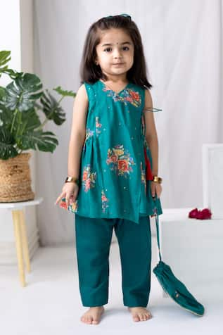 Mr Brat Floral Print Angarkha & Pant Set 