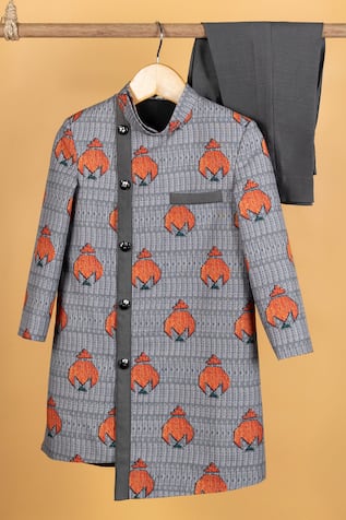 Geometric Woven Sherwani Set 