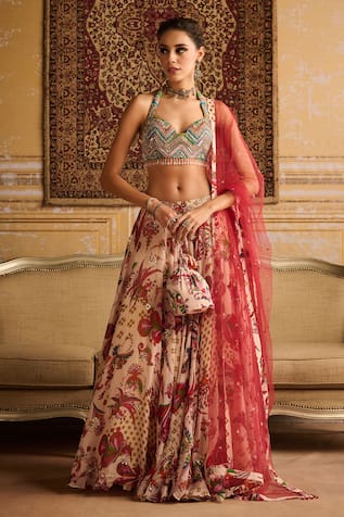 DiyaRajvvir Bahara Garden Print Lehenga Set 