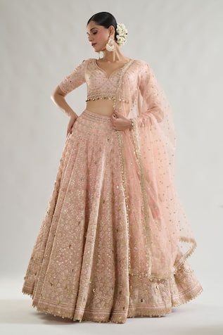 Gopi Vaid Anaya Floral Embroidered Bridal Lehenga Set 