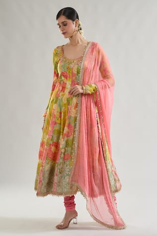 Gopi Vaid Deepti Floral Print Anarkali Churidar Set 