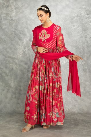 Tanu Malhotra Floral Print Anarkali & Churidar Set 