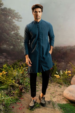 Yajy By Aditya Jain Nala French Knot Embroidered Kurta & Pant Set 