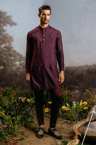 YAJY by Aditya Jain Sampati Pintucked Kurta & Pant Set 